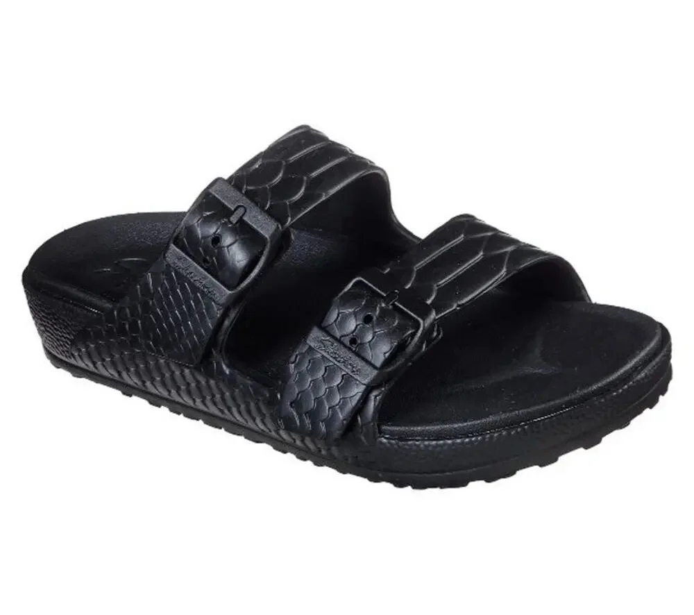 Skechers Women's Black Double Strap Slide Sandals - Picture 1 of 10
